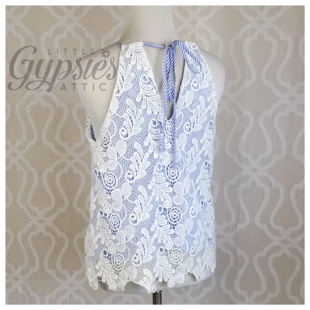Little Cottage Blue Gingham Lace Top - Picture 6 of 8